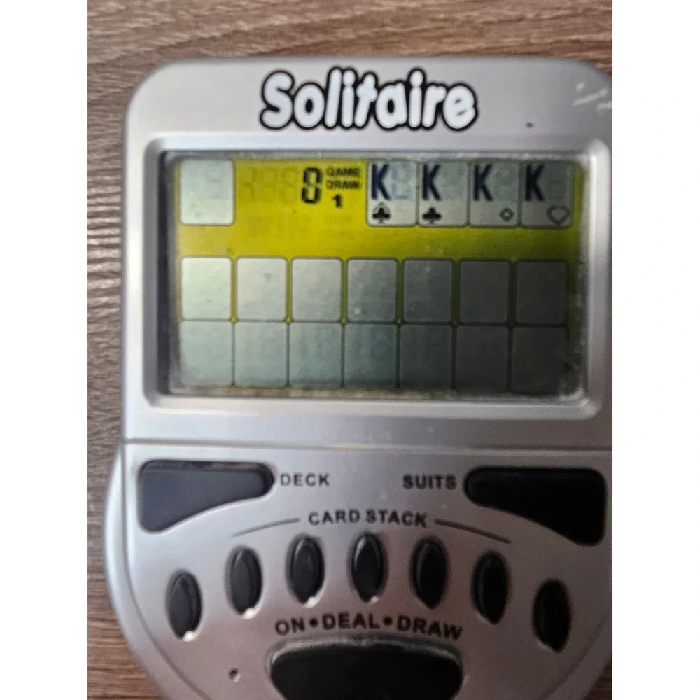 Handheld Electronic Solitaire Game Silver Portable‎ Retro LCD Travel Card Game